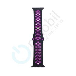 Apple Watch 38 Mm Akıllı Saat Kordonu Mt-34 SİYAH MOR