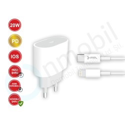 Lightning To Usb-C 20W 3A Hızlı Şarj Adaptörü Ve Kablo  Mt-1703 BEYAZ
