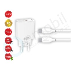 Usb-C 10.5W 2.1A Şarj Adaptörü Ve Kablo  Mt-1204 BEYAZ