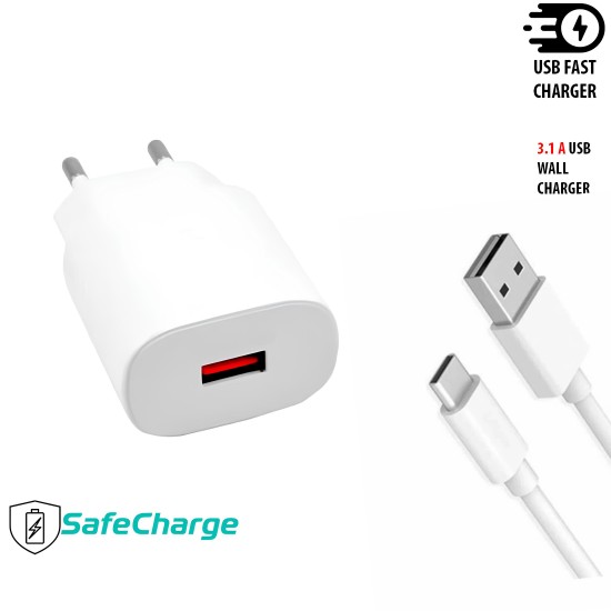 Type-C To Usb 18W 3.1A Hızlı Şarj Adaptörü Ve Kablo  Drk-205 BEYAZ