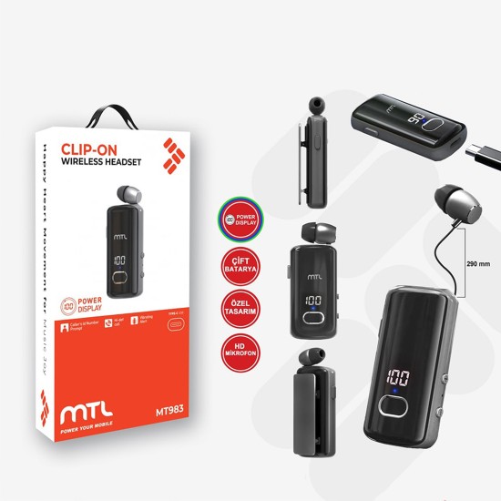 Titreşimli  Bluetooth 5.1 Makaron Kulaklık  Mt-983 SİYAH