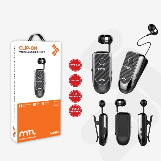 Titreşimli  Bluetooth 5.1 Makaron Kulaklık  Mt-981 SİYAH