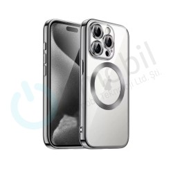 İphone 13 Pro Metal Görünümlü Magsafe Uyumlu Lüks Kılıf GÜMÜŞ