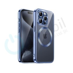 İphone 14 Pro Metal Görünümlü Magsafe Uyumlu Lüks Kılıf AÇIK MAVİ