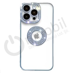 Iphone 12 Pro Taşlı Seffaf Kılıf LACİVERT