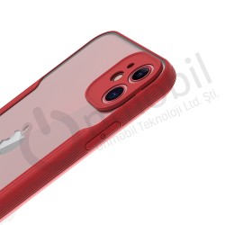 Iphone 13 Promax Bubble Transparent Case KIRMIZI