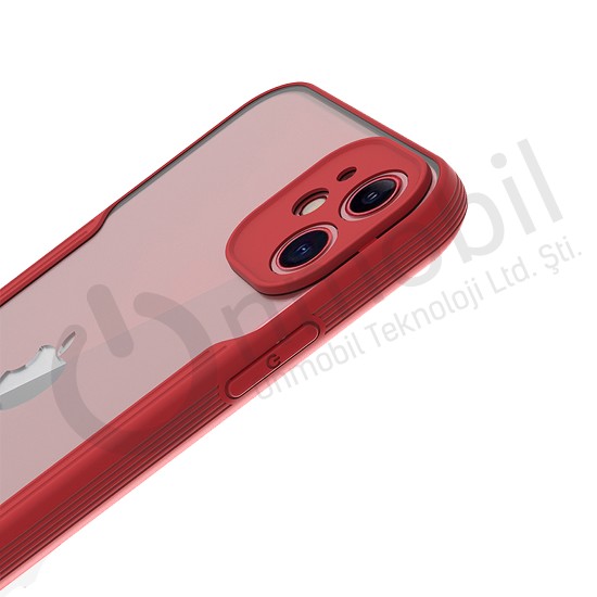 Iphone 12 Pro Bubble Transparent Case KIRMIZI