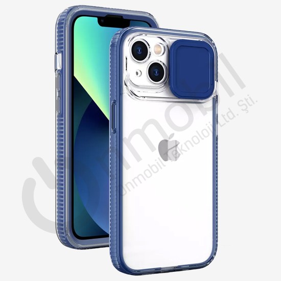 Iphone 13 Pro Lens Kapaklı Renkli Kılıf LACİVERT