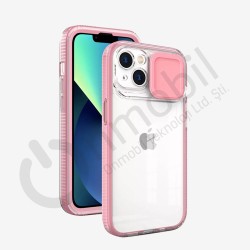 Iphone 12/12Pro Lens Kapaklı Renkli Kılıf PEMBE