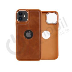 Iphone 12 Pro Cross Creative Tpu Deri Görünümlü Kılıf KAHVERENGİ